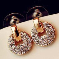 hot 18k gold filled white Swarovski Crystal Rhinestone Dangle Ear stud earring N2