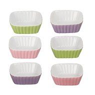 DOYOLLA Set of 6 Square Shaped Porcelain Oven Safe Ramekin Dessert Souffle Baking Dish, Random Color