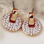 hot 18k gold filled white Swarovski Crystal Rhinestone Dangle Ear stud earring N3