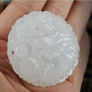 Chinese Culture /White Jade / Lucky God White Rune Carving Pendant (set4) N20