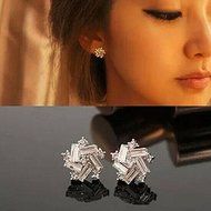 Trendy Windmill Crystal Rhinestone Ear Studs Earrings Women Lady Fashion Jewelry N5