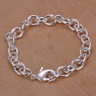 New Women 925 Silver Sterling Plated Charm Cute Chain Link Gift Bracelets Bangle N4