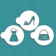 Sher Fashionista Cookie Stencil Set,Tools Cake Decoration Stencil,Fondant Stencils Cake Decorating Tool Set,