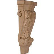 Ekena Millwork CORW05X02X10PAAL 4 3/4-Inch W x 1 3/4-Inch D x 10-Inch H Small Acanthus Pilaster Wood Corbel, Alder...