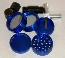 SMART CRUSHER&reg; Blue 5 Piece 2&quot; NEW Design Herb - Pollen Coffee Grinder combo free pollen scrapper