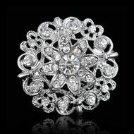 Wedding Bridal Silver Rhinestone Crystal Pearl Brooches Women Bouquet Pin Gift