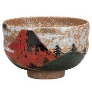 Japanese Matcha Bowl Red Fuji Kutani Yaki(ware)