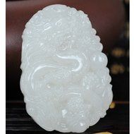 Chinese Culture /White Jade / Lucky God White Rune Carving Pendant (set4) N22