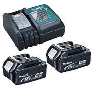 Makita OEM (1) DC18RC Charger &amp; (2) BL1840 4.0 Ah Batteries with (1) plastic cover NEW by Makita