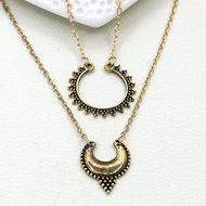 Fashion Vintage Women Crescent Jewelry Bib Moon Pendant Statement Chain Necklace N5
