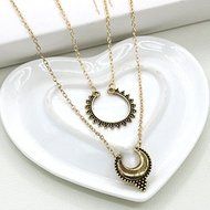 Fashion Vintage Women Crescent Jewelry Bib Moon Pendant Statement Chain Necklace N6