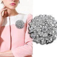 Wedding Bridal Silver Rhinestone Crystal Pearl Brooches Women Bouquet Pin Gift N2