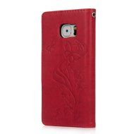 (Not for S7) S7 Edge Case,Galaxy S7 Edge Case - Badalink Embossed Butterflies Wallet Flip Cover with Bling Diamonds... N25
