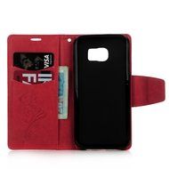 (Not for S7) S7 Edge Case,Galaxy S7 Edge Case - Badalink Embossed Butterflies Wallet Flip Cover with Bling Diamonds... N26
