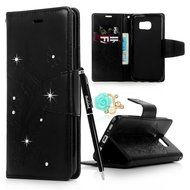(Not for S7) S7 Edge Case,Galaxy S7 Edge Case - Badalink Embossed Butterflies Wallet Flip Cover with Bling Diamonds... N28