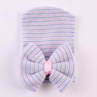 Newborn Baby Girls Toddler Stripe Hospital Cap Infant Comfy Bowknot Beanie Hat N14