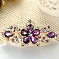 Purple New Fashion crystal Rhinestone Flower Hair Barrette Clip Hairpin Women Jewelry N2