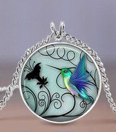 Hummingbird Jewelry - Blue Hummingbird 20mm Necklace - Includes 18" Chain - Hummingbird Jewelry - Bird Art - Charm...