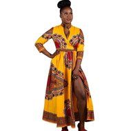 Women Dress,Haoricu Women Cloak African Print Dress Casual Straight Long Sleeve Dresses N9