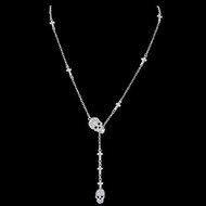 Skull Rhinestone Crystal Chain Necklace Pendant Vintage Silver Halloween Gift N6