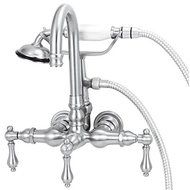 Elizabethan Classics ECTW04SN Tub Filler with Gooseneck Spout and Hand Shower, Metal Lever Handles, Satin Nickel...