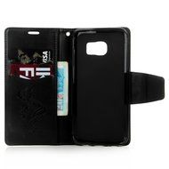 (Not for S7) S7 Edge Case,Galaxy S7 Edge Case - Badalink Embossed Butterflies Wallet Flip Cover with Bling Diamonds... N33