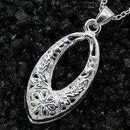 20" Women Nice Jewelry Silver Hollow Flower Pendant Necklace Chain N3