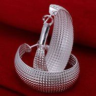 Women Fashion 925 Sterling Silver Plated Hoop Mesh Dangle Earring Studs Jewelry N5