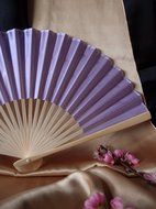 Quasimoon 9" Lavender Silk Hand Fans for Weddings (10 Pack) by PaperLanternStore