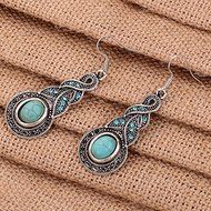 Silver Plated Chain Turquoise Crystal Earrings Necklace Set Women Jewelry N5