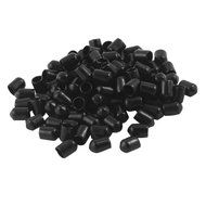 100 Pcs 6mm Inner Dia Round Tip Black PVC Insulated End Caps