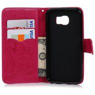 Galaxy S6 Case,Samsung Galaxy S6 Case - Wallet Flip Stand Case Embossed Plants PU Leather Case Shockproof Soft... N34