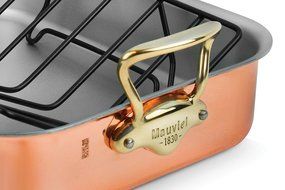 Mauviel Copper Roasting Pan with Rack (Bronze Handles)