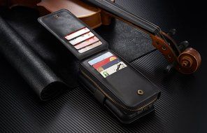 Samsung Galaxy S7 Dermis Wallet case,Aroko Handmade Genuine Cowhide Leather Wallet Cover Case Large Capacity Leather... N2