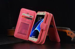 Samsung Galaxy S7 Dermis Wallet case,Aroko Handmade Genuine Cowhide Leather Wallet Cover Case Large Capacity Leather... N3