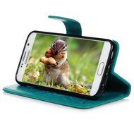Galaxy S6 Case,Samsung Galaxy S6 Case - Wallet Flip Stand Case Embossed Plants PU Leather Case Shockproof Soft... N39