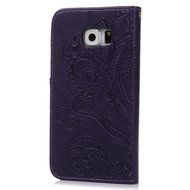 Galaxy S6 Case,Samsung Galaxy S6 Case - Wallet Flip Stand Case Embossed Plants PU Leather Case Shockproof Soft... N41