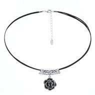 Morenitor[TM]Choker Necklace Rose Pendant with Leather Rope Chain Necklace. N3