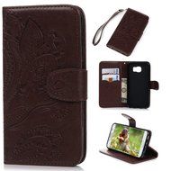 Galaxy S6 Case,Samsung Galaxy S6 Case - Wallet Flip Stand Case Embossed Plants PU Leather Case Shockproof Soft... N45