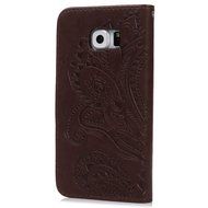 Galaxy S6 Case,Samsung Galaxy S6 Case - Wallet Flip Stand Case Embossed Plants PU Leather Case Shockproof Soft... N46