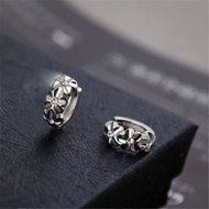 New Fashion Women Silver Plated Flower Crystal Rhinestone Stud Hoop Earrings N3