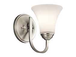 Kichler 45504NI Keiran 1-Light Wall Sconce and Satin Etched White Glass, Brushed Nickel Finish by Kichler