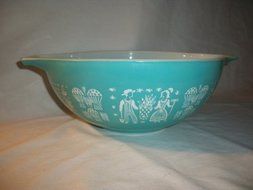 Vtg Pyrex &quot;Butterprint&quot; Amish (No. 444) Round Cinderella Mixing Nesting Bowl Dish (4 Qt)
