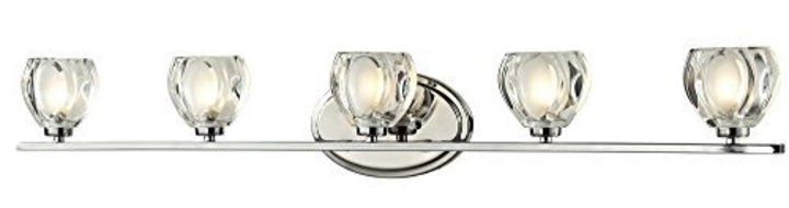 Z-Lite 3023-5V 5-Light Vanity Light with Chrome Frame Finish, Clear and Sand Blasted by Z-Lite