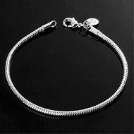 3MM 925 Sterling Silver Snake Chains Bracelet fit European Beads N2