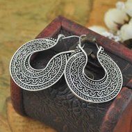 Women Vintage Fashion Bohemian Boho Style Big Round Beaded Dangle Alloy Earrings N3