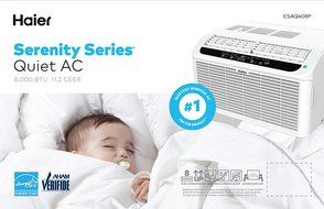 Haier ESAQ408P Serenity Series 8000 BTU 115V Window Air Conditioner with LED Remote Control