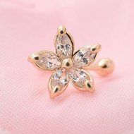 Fashion 1PC Crystal Flower Ear Cuff Earring Fashion Womens Wrap Clip On Jewelry (silver)