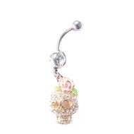 DEDEGUI 3D skull 14G Belly Button Navel Ring Body Piercing Jewelry