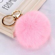 AutumnFall&reg; Rabbit Fur Ball Keychain Bag Plush Car Key Ring Car Key Pendant (Pink) N5
